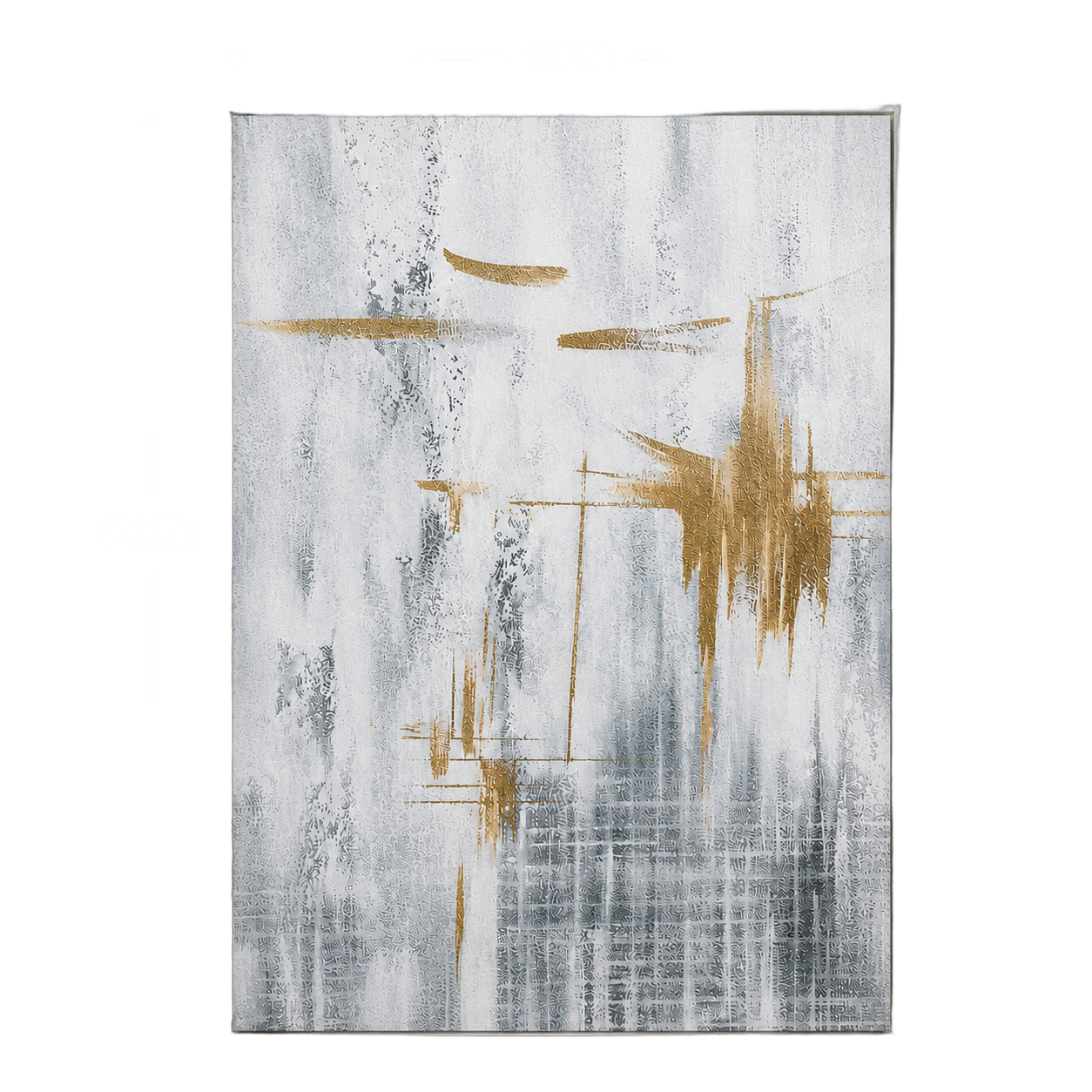 Cuadro abstracto vertical, pintura de óleo hecho a mano, Gris y dorado (80*120cm)