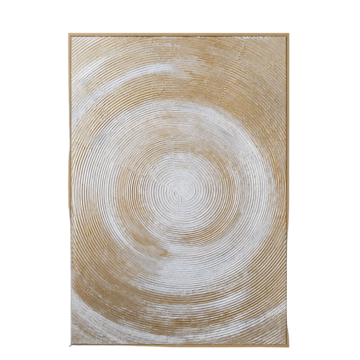 Cuadro abstracto circular dorado, pintura de óleo hecho a mano, Gris y dorado (80*120cm)
