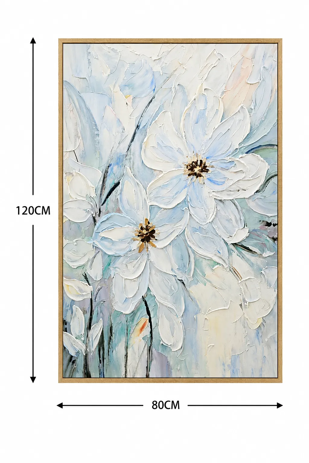 Cuadro abstracto flores, pintura de óleo hecho a mano, Azul (80*120cm)