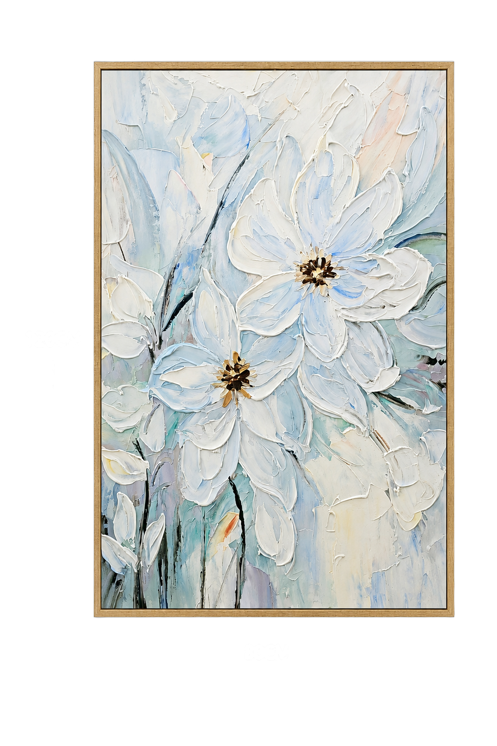Cuadro abstracto flores, pintura de óleo hecho a mano, Azul (80*120cm)
