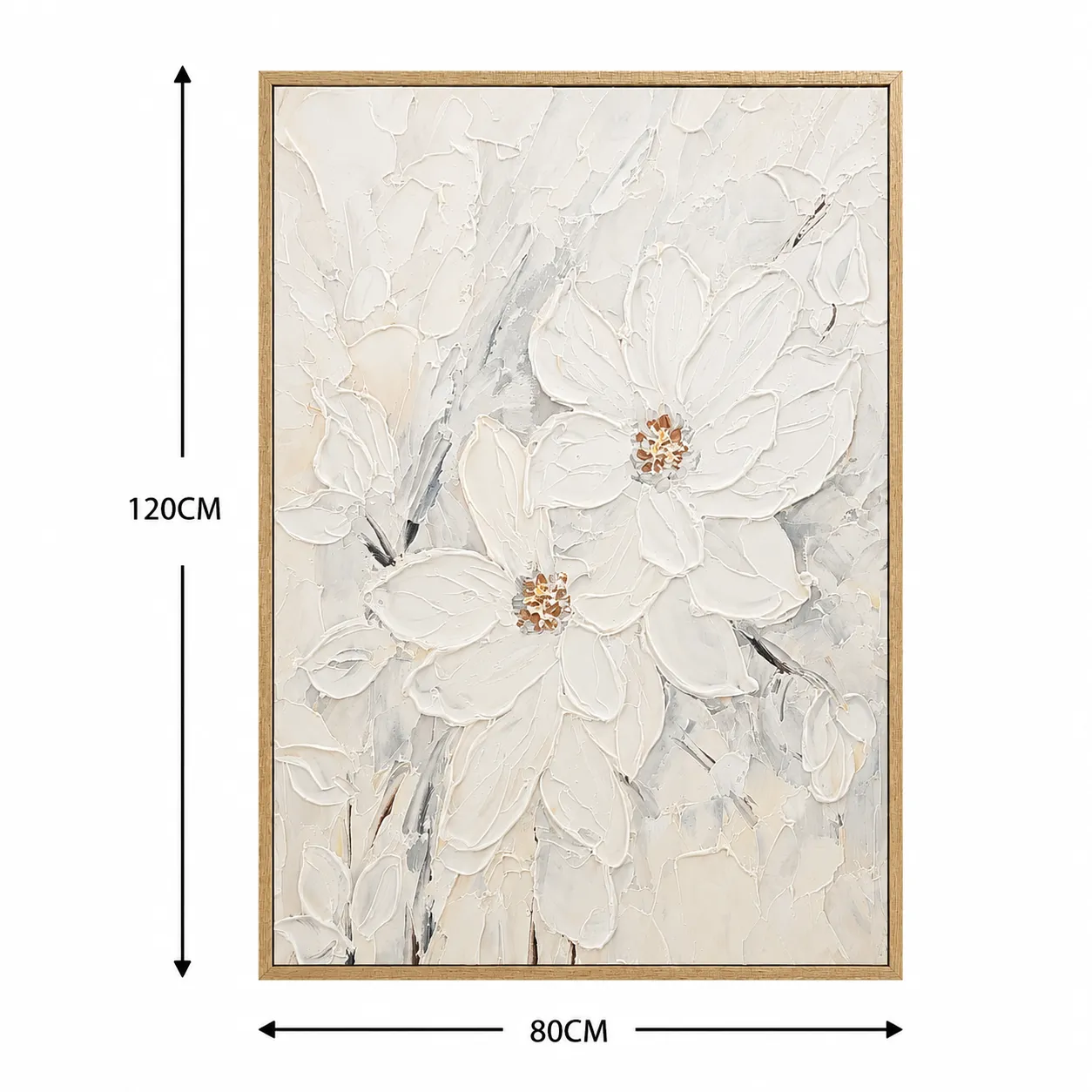 Cuadro abstracto flores, pintura de óleo hecho a mano, Dorado (80*120cm)