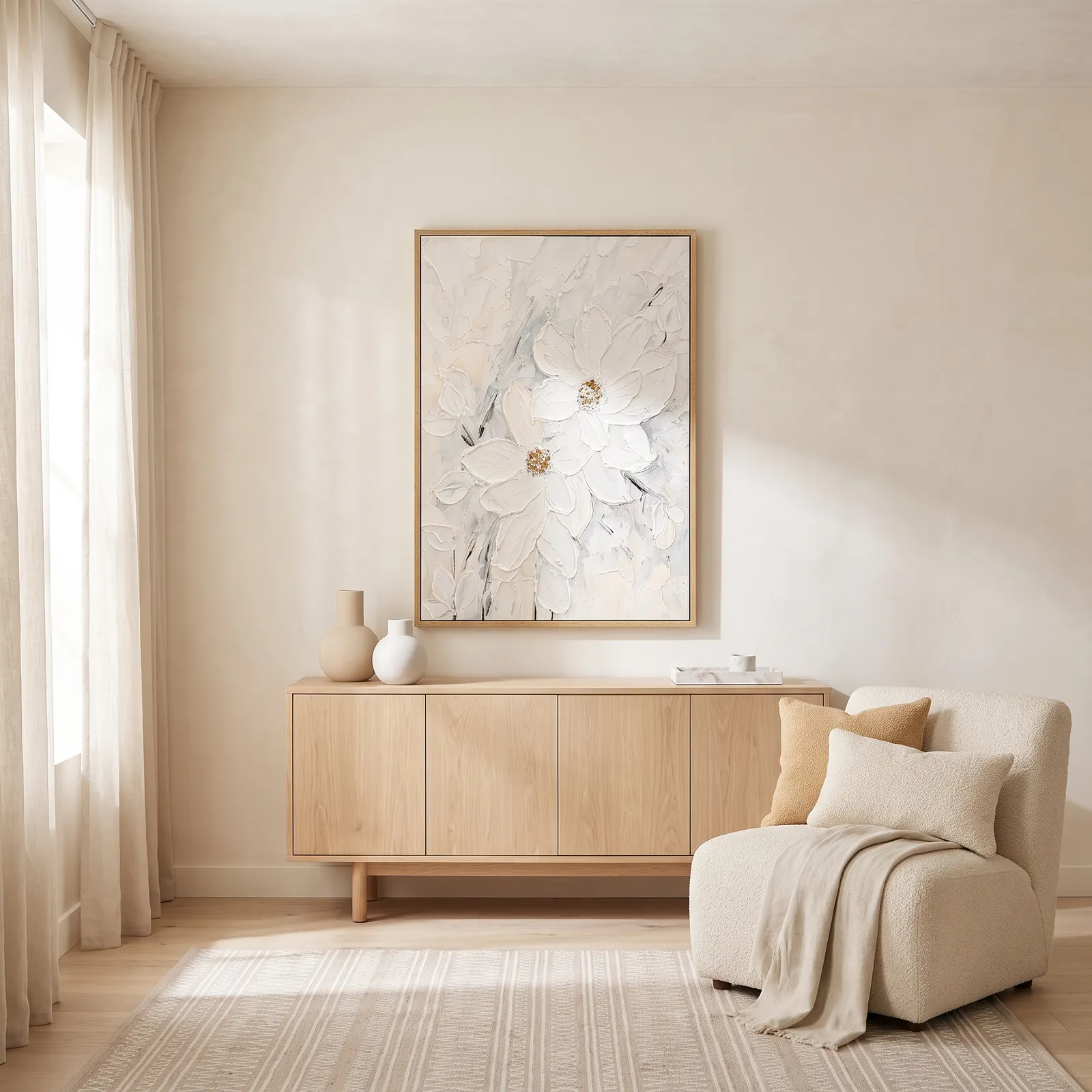 Cuadro abstracto flores, pintura de óleo hecho a mano, Dorado (80*120cm)