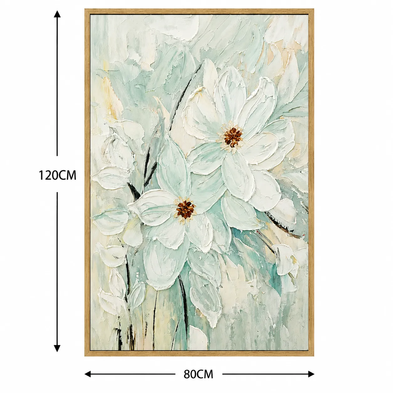Cuadro abstracto flores, pintura de óleo hecho a mano, Verde (80*120cm)
