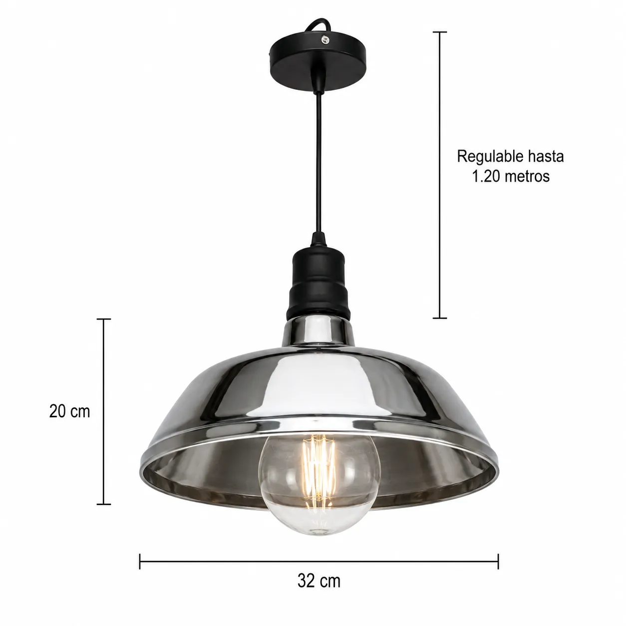 Lámpara colgante industrial plato, Humo (32*120cm)