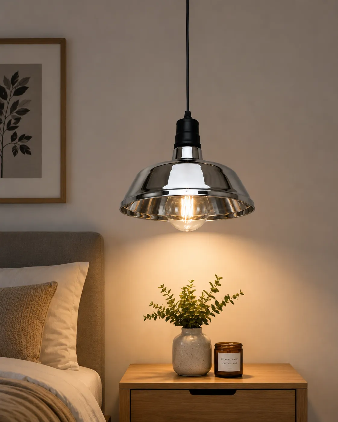 Lámpara colgante industrial plato, Humo (32*20*Regula 120cm) (1 foco E27 no incluido)
