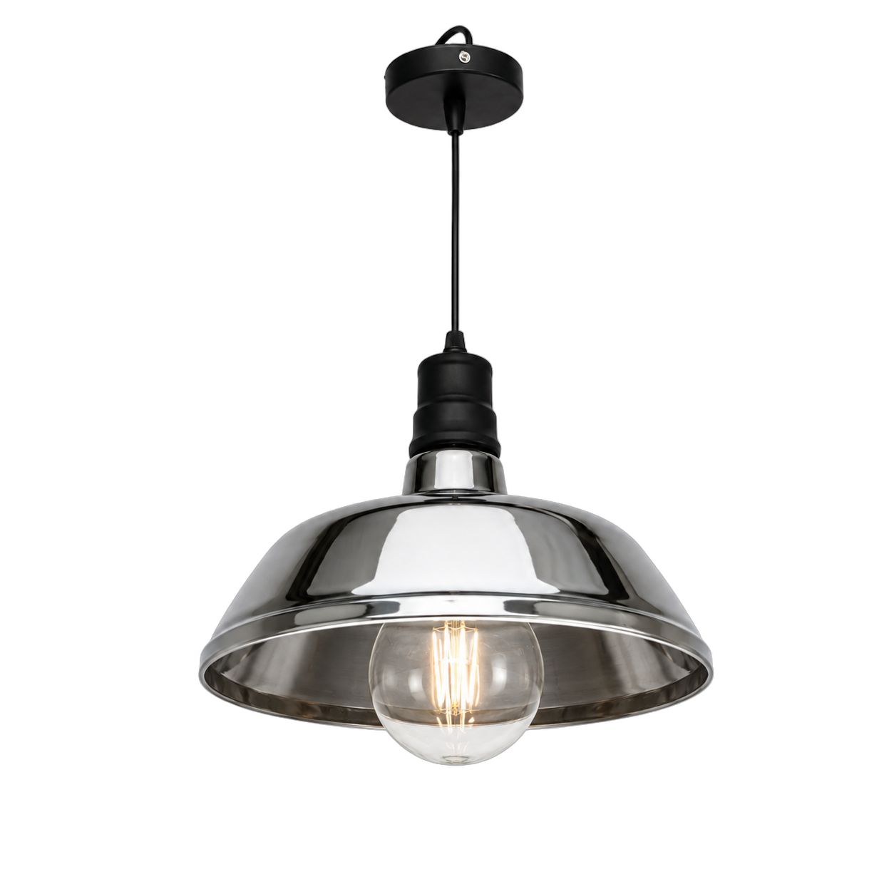 Lámpara colgante industrial plato, Humo (32*20*Regula 120cm) (1 foco E27 no incluido)