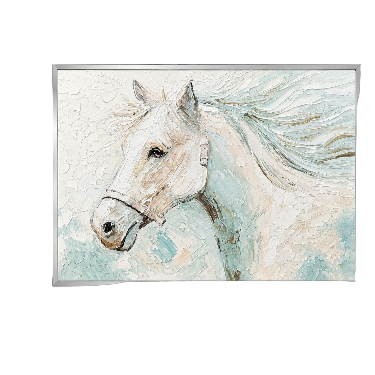 Cuadro abstracto caballo, pintura de óleo hecho a mano, Verde (120*80cm)