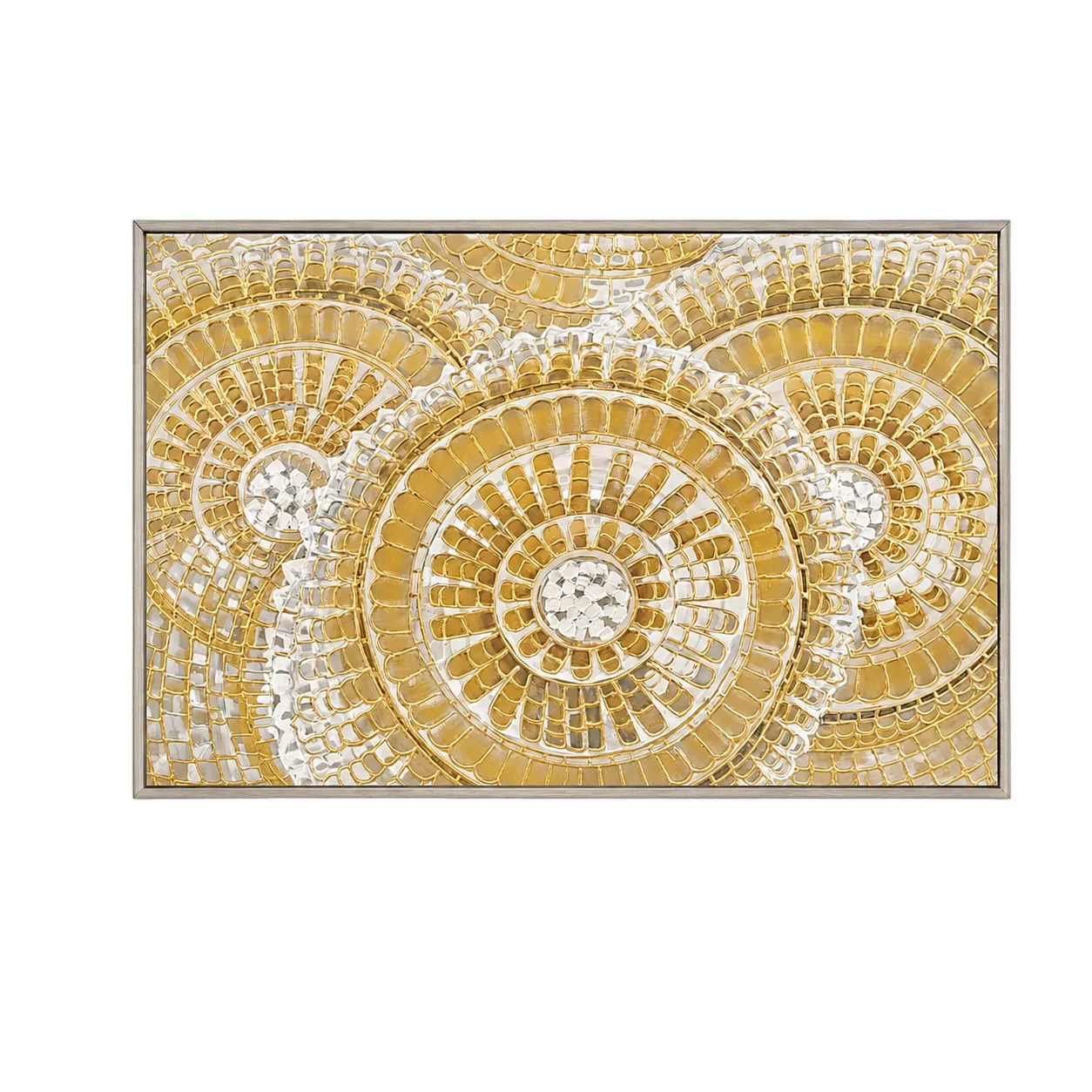 Cuadro abstracto tuercas, pintura de óleo hecho a mano, Dorado (120*80cm)