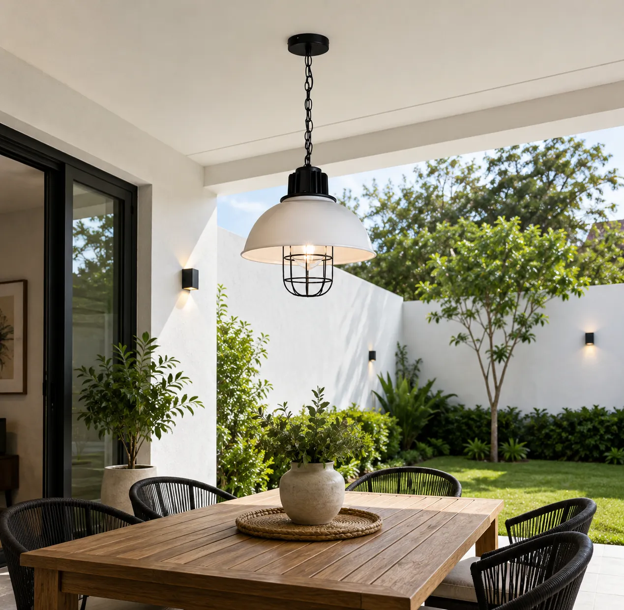 Lámpara colgante industrial campana metálica, Blanco (33*120cm)