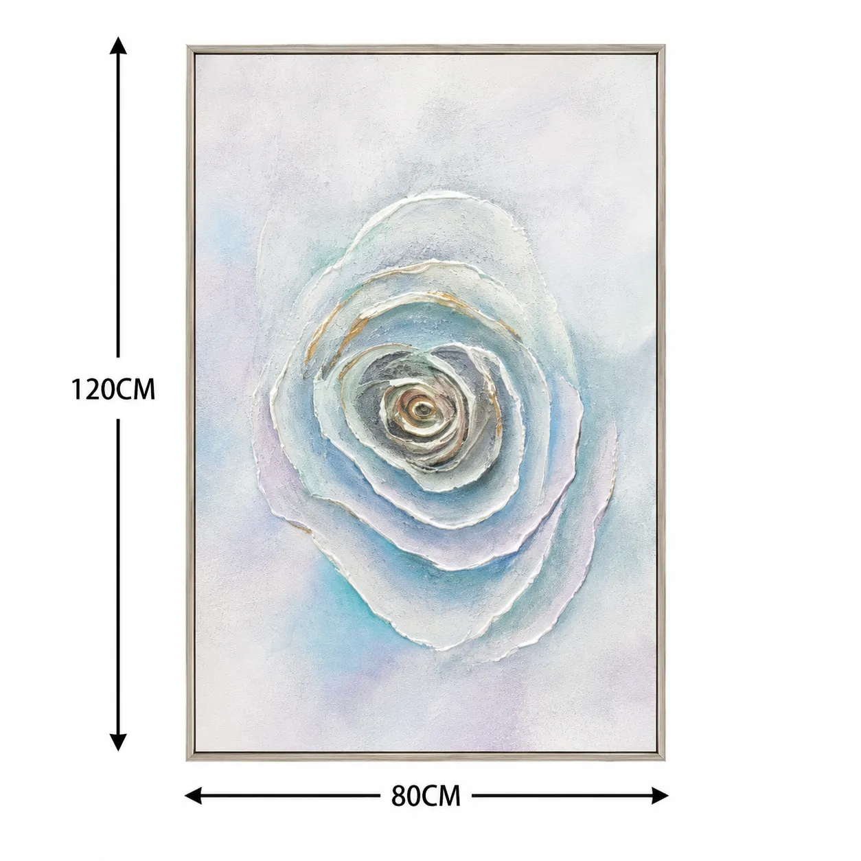 Cuadro abstracto rosa, pintura de óleo hecho a mano, Azul, beige y blanco (80*120cm)