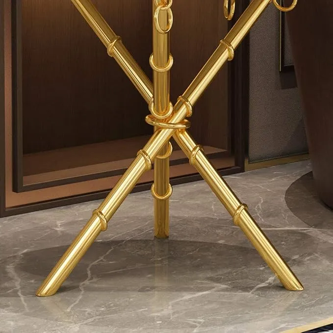 Mesa auxiliar trípode de acero inoxidable con tapa de mármol, Dorado (50*50cm)