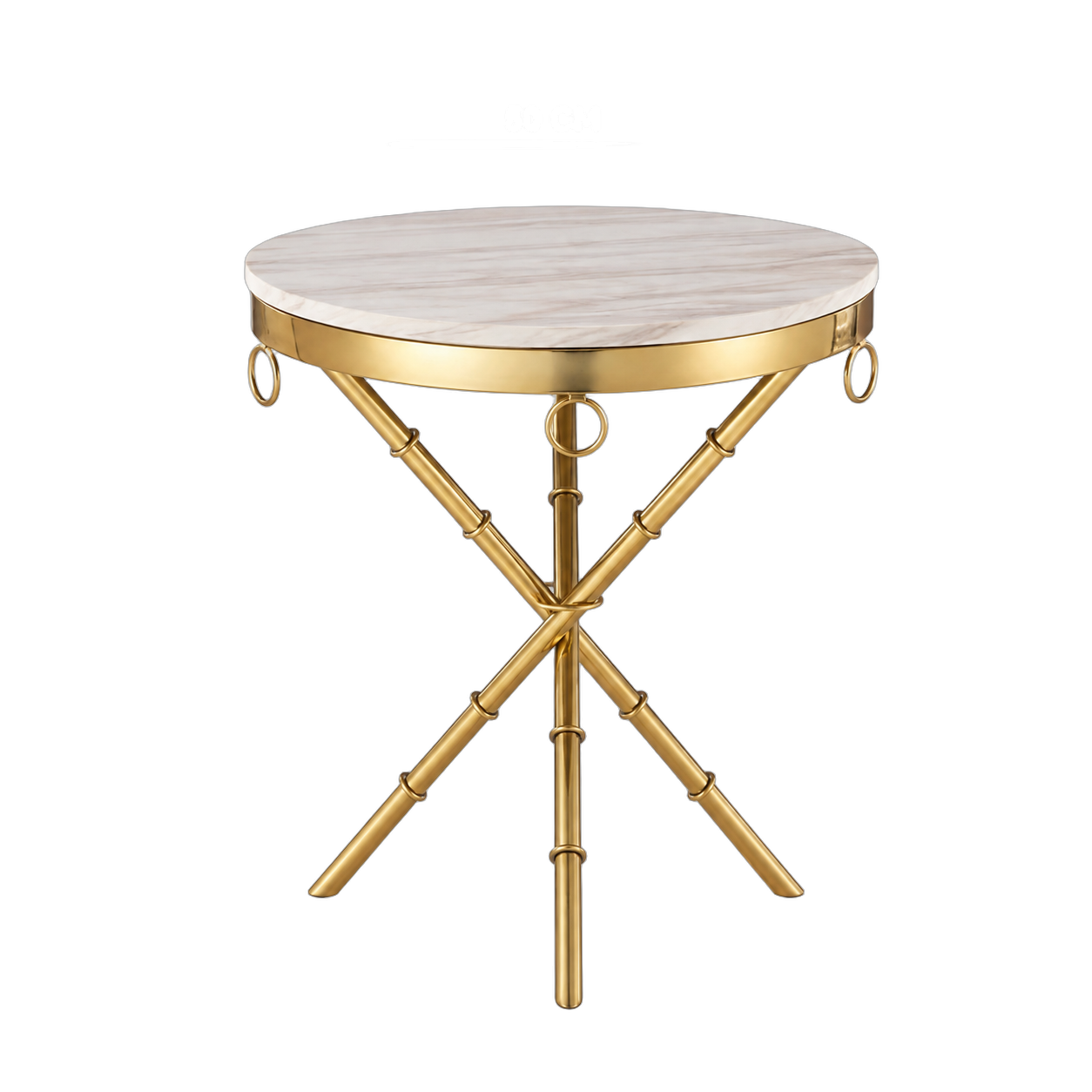 Mesa auxiliar trípode de acero inoxidable con tapa de mármol, Dorado (50*50cm)