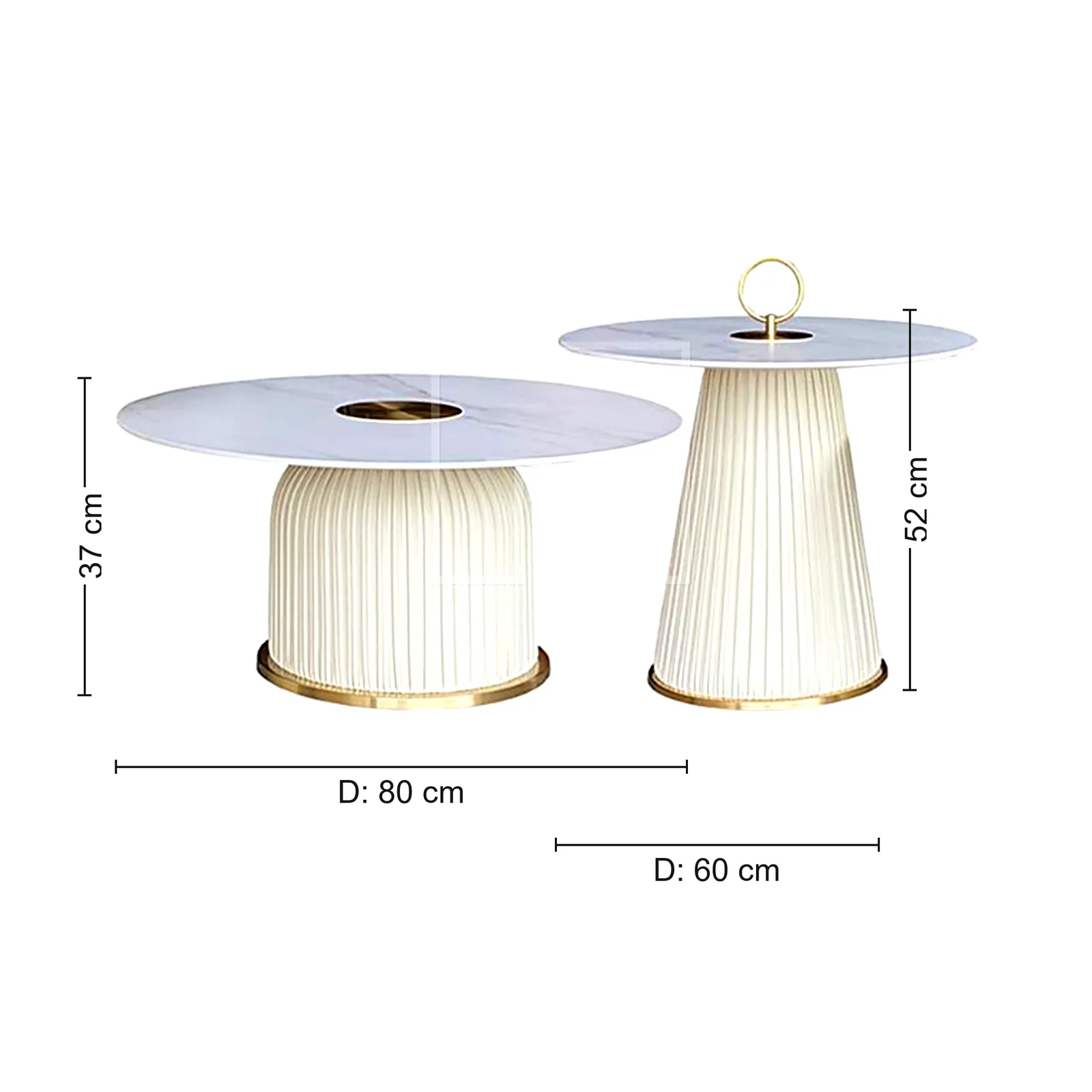 8126 COFFEE TABLE SET 2PCS 80*38-60*50 STAINLESS STREEL MARBLE TOP PVC FINISHING PHOTO