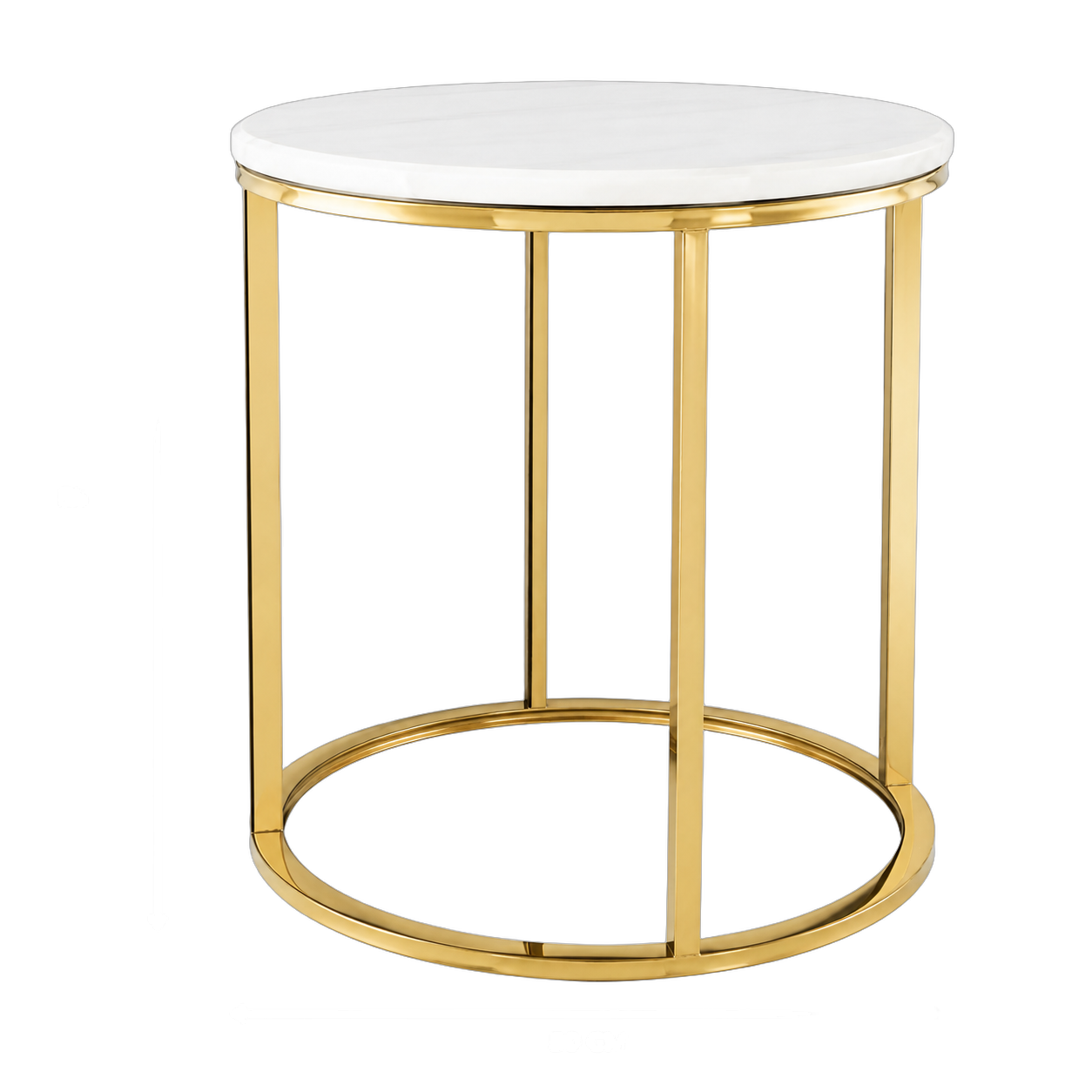 Mesa auxiliar redonda de acero inoxidable con tapa de mármol, Dorado (50*55cm)