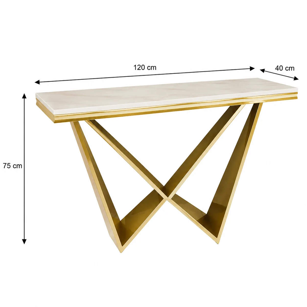Consola de acero inoxidable con tapa de mármol, Dorado (120*40*75cm)