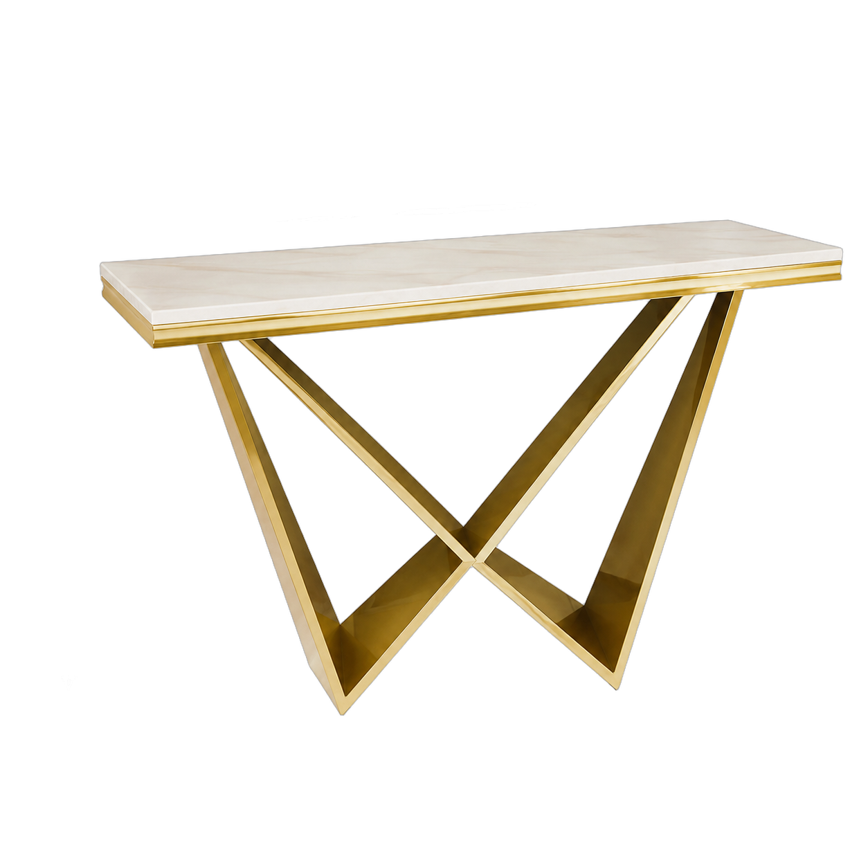 Consola de acero inoxidable con tapa de mármol, Dorado (120*40*75cm)