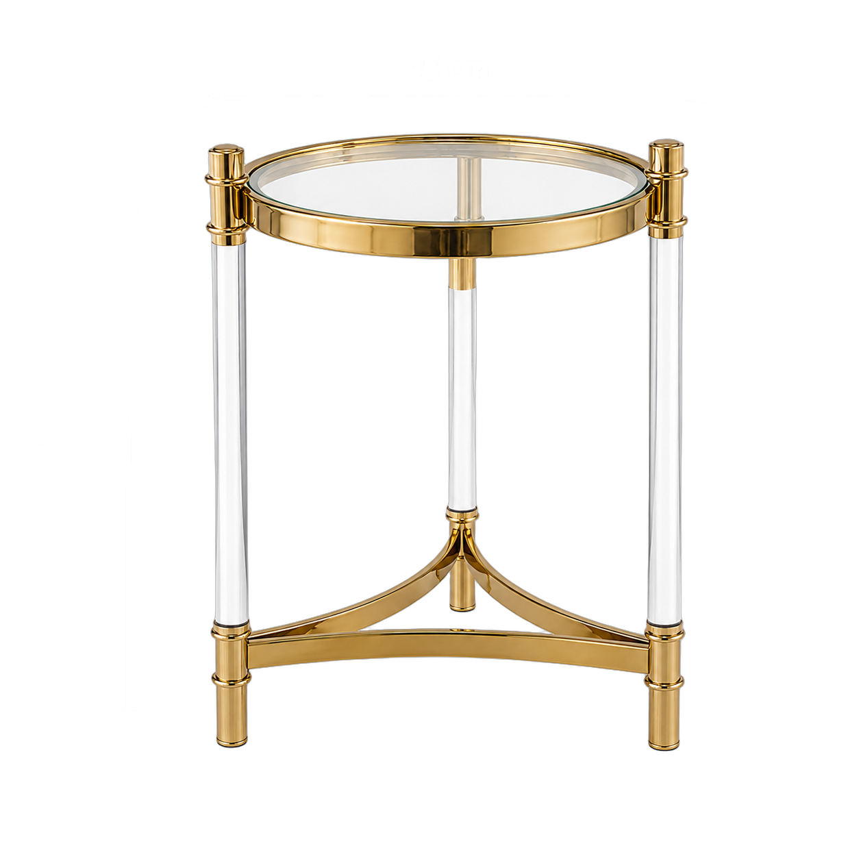Mesa auxiliar redonda de acero inoxidable con tapa de vidrio, Dorado (45*55cm)
