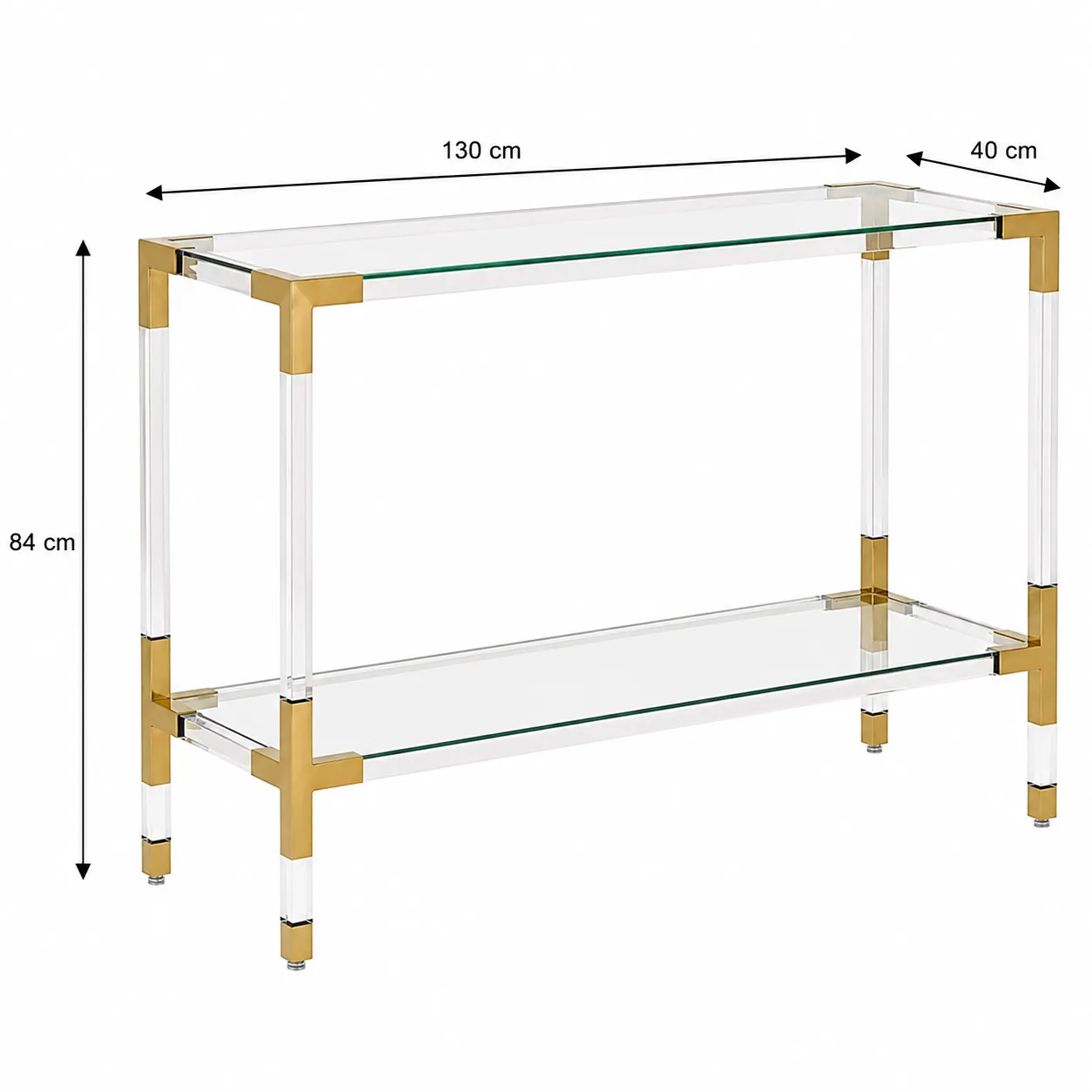 Consola de acrílico con marco de acero inoxidable, Transparente (130*40*84cm)