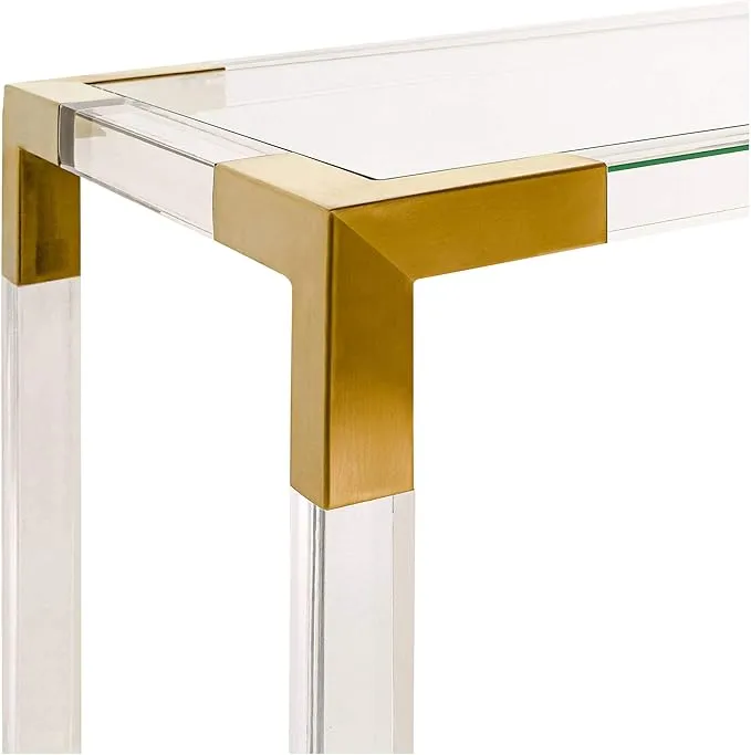 Consola de acrílico con marco de acero inoxidable, Transparente (130*40*84cm)