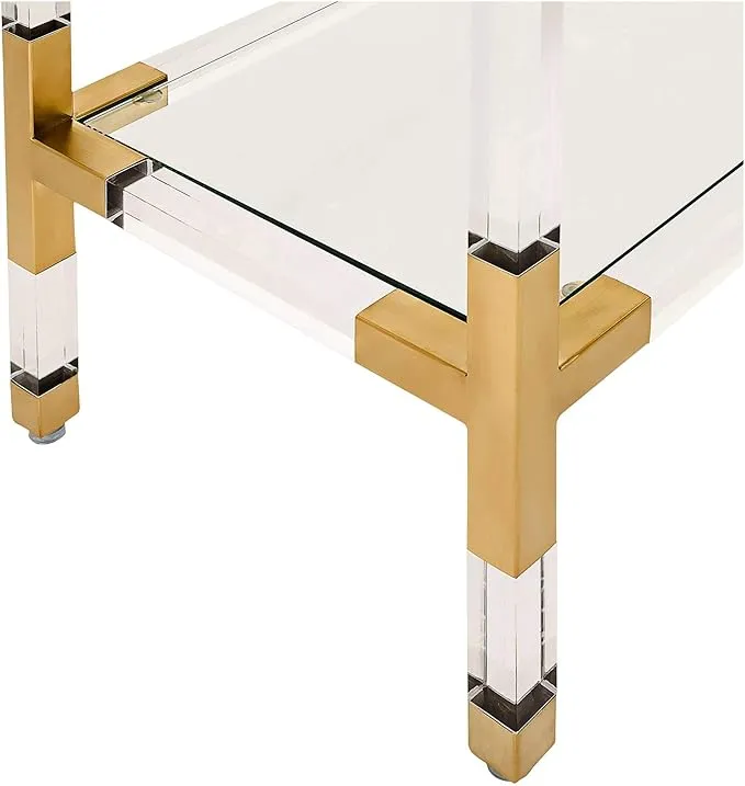 Consola de acrílico con marco de acero inoxidable, Transparente (130*40*84cm)