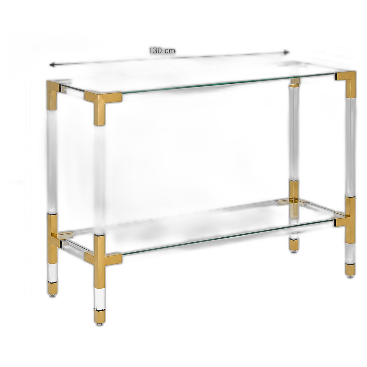 Consola de acrílico con marco de acero inoxidable, Transparente (130*40*84cm)