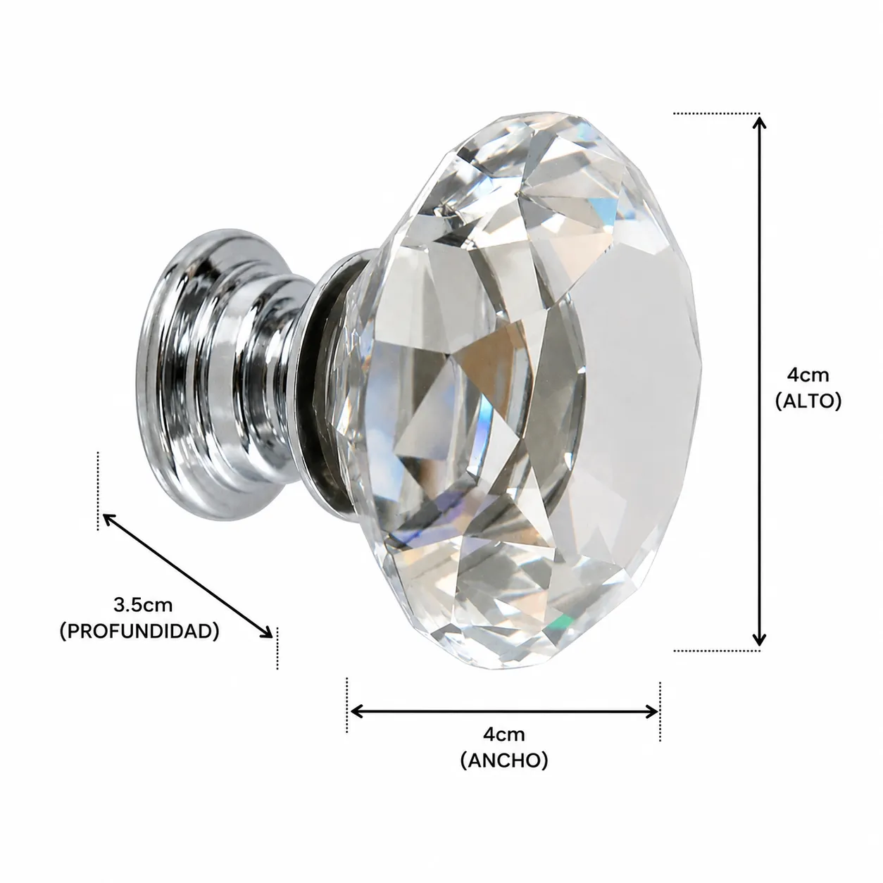 Agarradera de cristal facetada, Transparente (4*3.5*4cm)