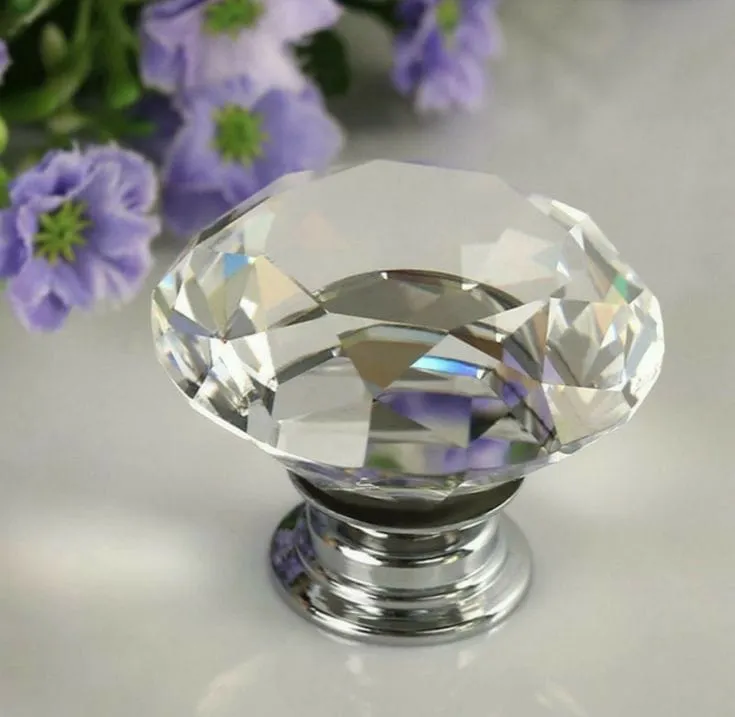 Agarradera de cristal facetada, Transparente (4*3.5*4cm)
