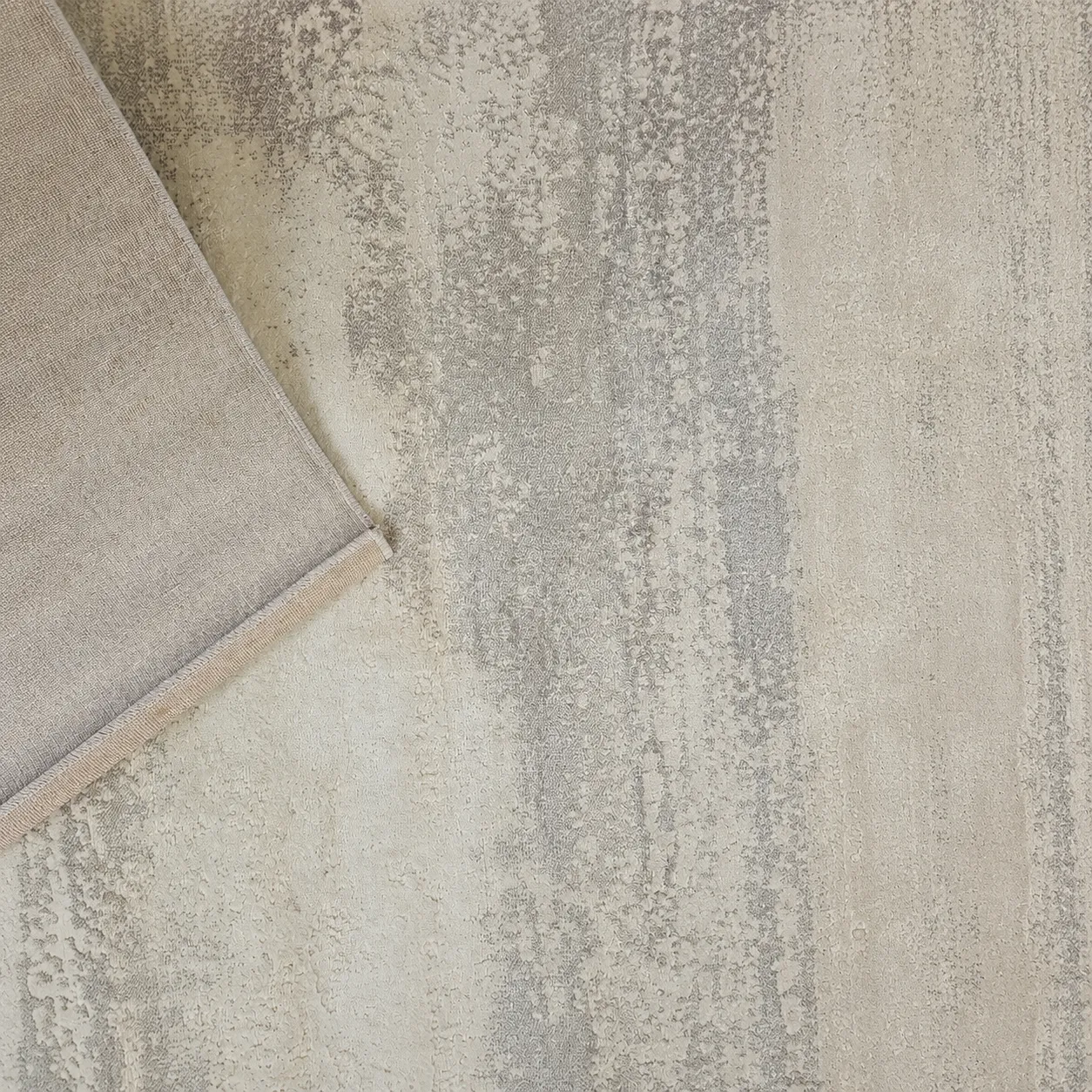 Alfombra abstracta Alicia 01 grande, Hueso y gris, grosor 2 cm, reverso de yute (200*290cm)