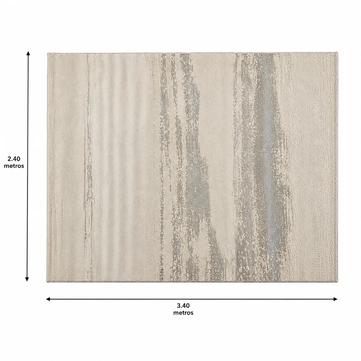 Alfombra abstracta Alicia 01 XL, Hueso y gris, grosor 2 cm, reverso de yute (240*340cm)