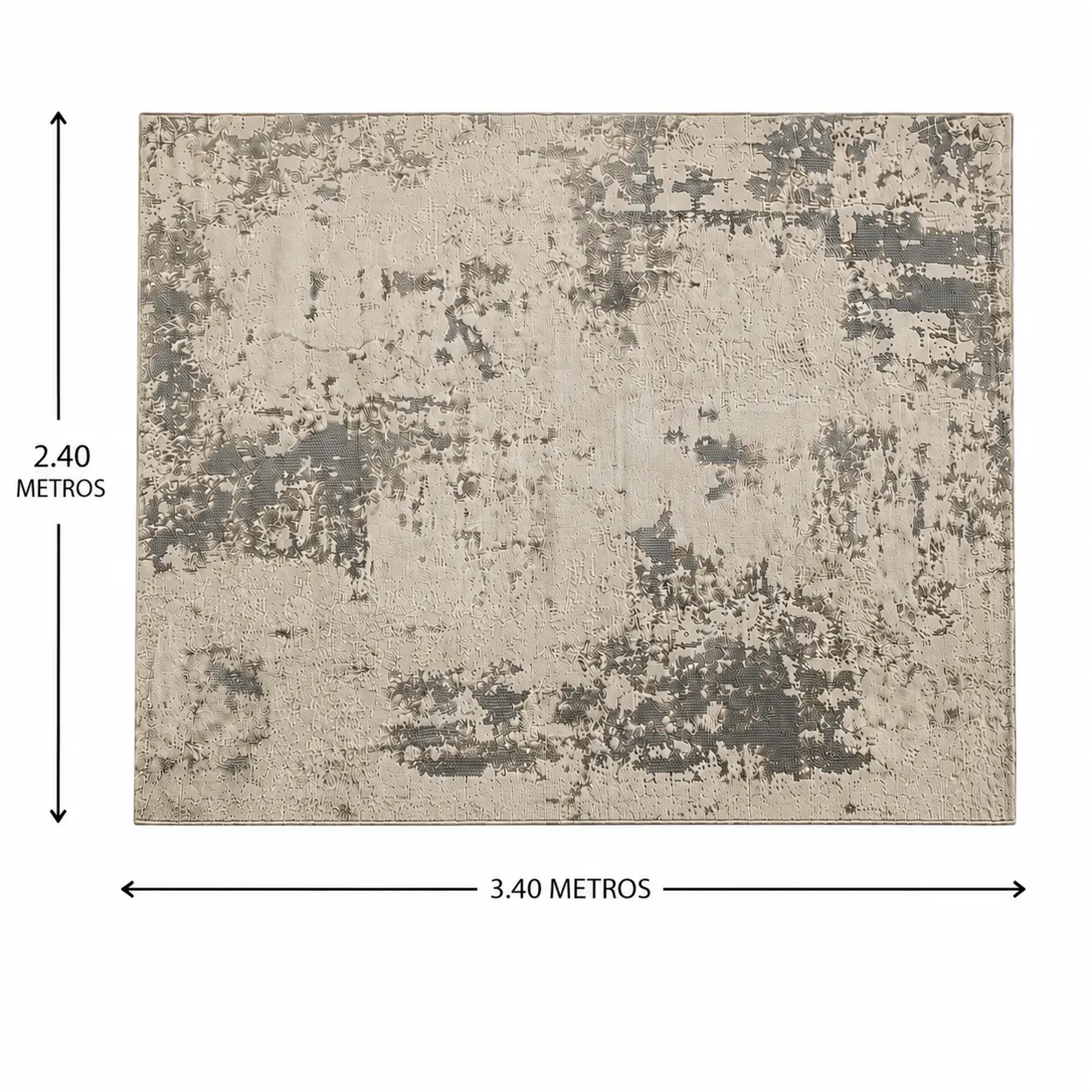 Alfombra abstracta Alicia 03 XL, beige y gris, grosor 2 cm, reverso de yute (240*340cm)