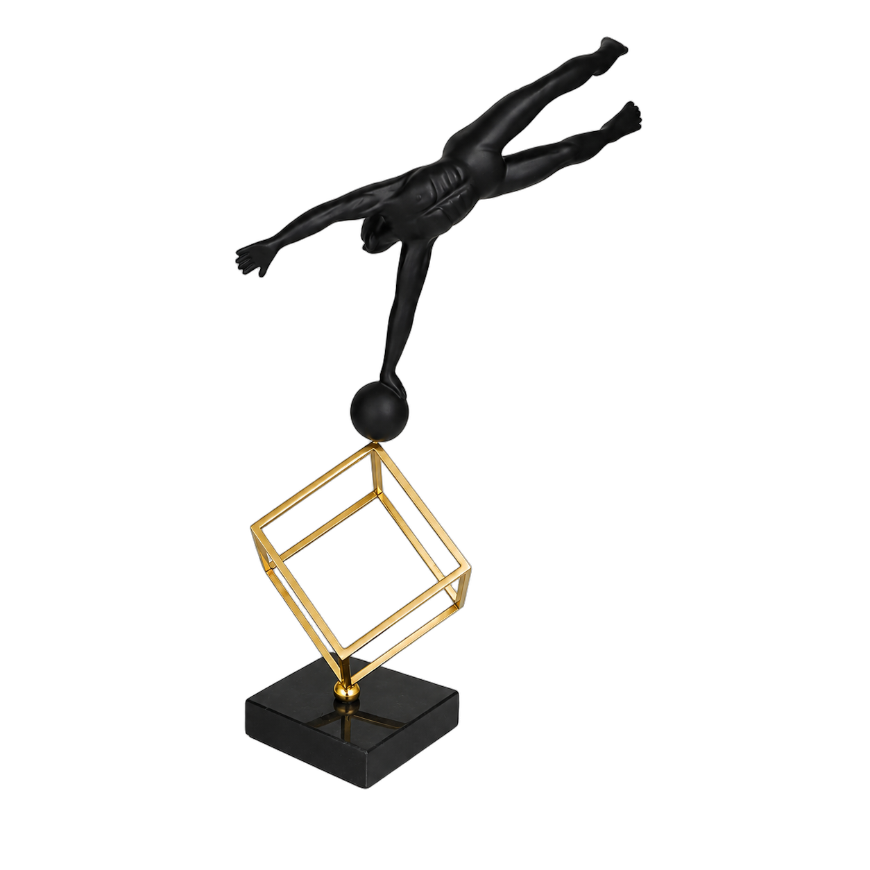 Adorno acróbatas de metal, Negro y dorado (27.5*16*50cm)