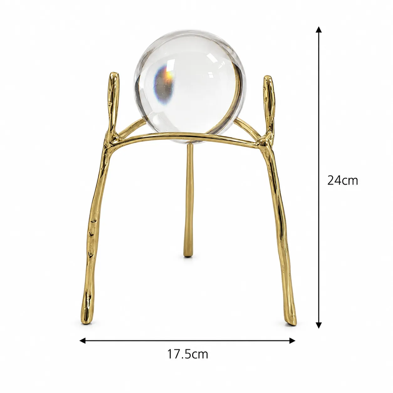 Esfera de cristal sobre base de acero inoxidable, Dorado (17.5*24cm)