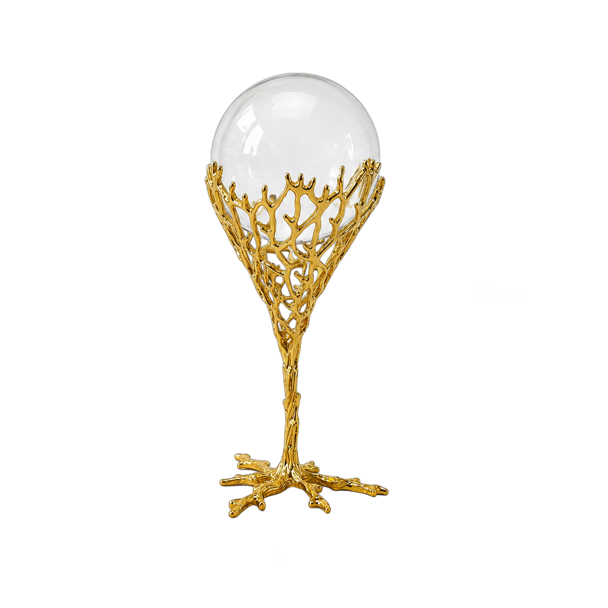 Adorno decorativo calado con esfera de cristal grande, Dorado (8.5*20cm)