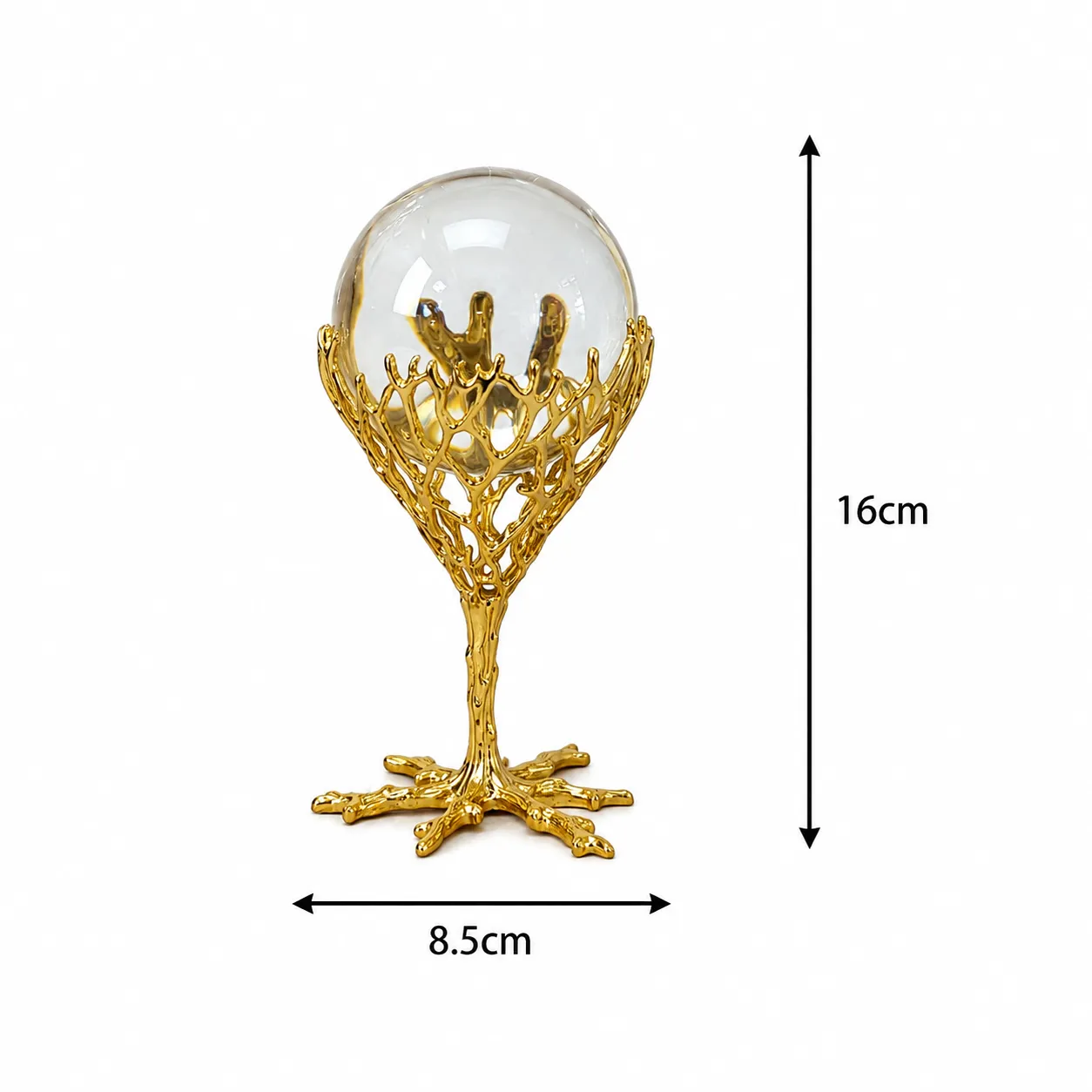 Adorno decorativo calado con esfera de cristal pequeño, Dorado (8*5*16cm)