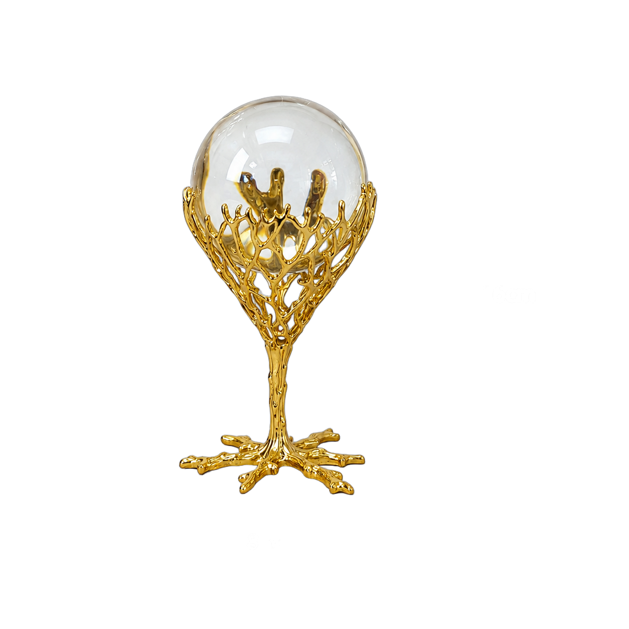 Adorno decorativo calado con esfera de cristal pequeño, Dorado (8*5*16cm)