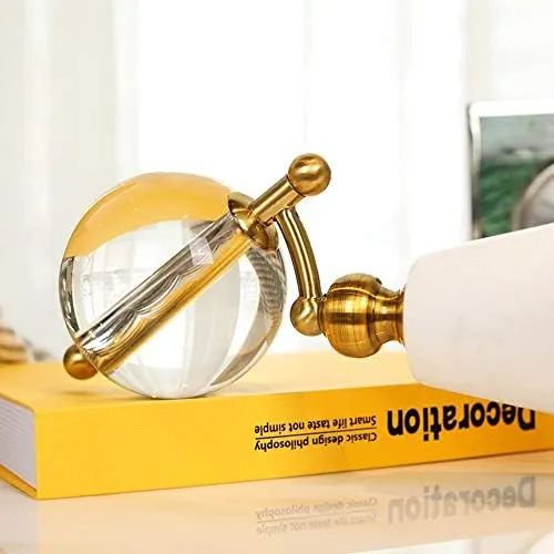 Esfera de cristal sobre pedestal de mármol, Dorado (12*28cm)