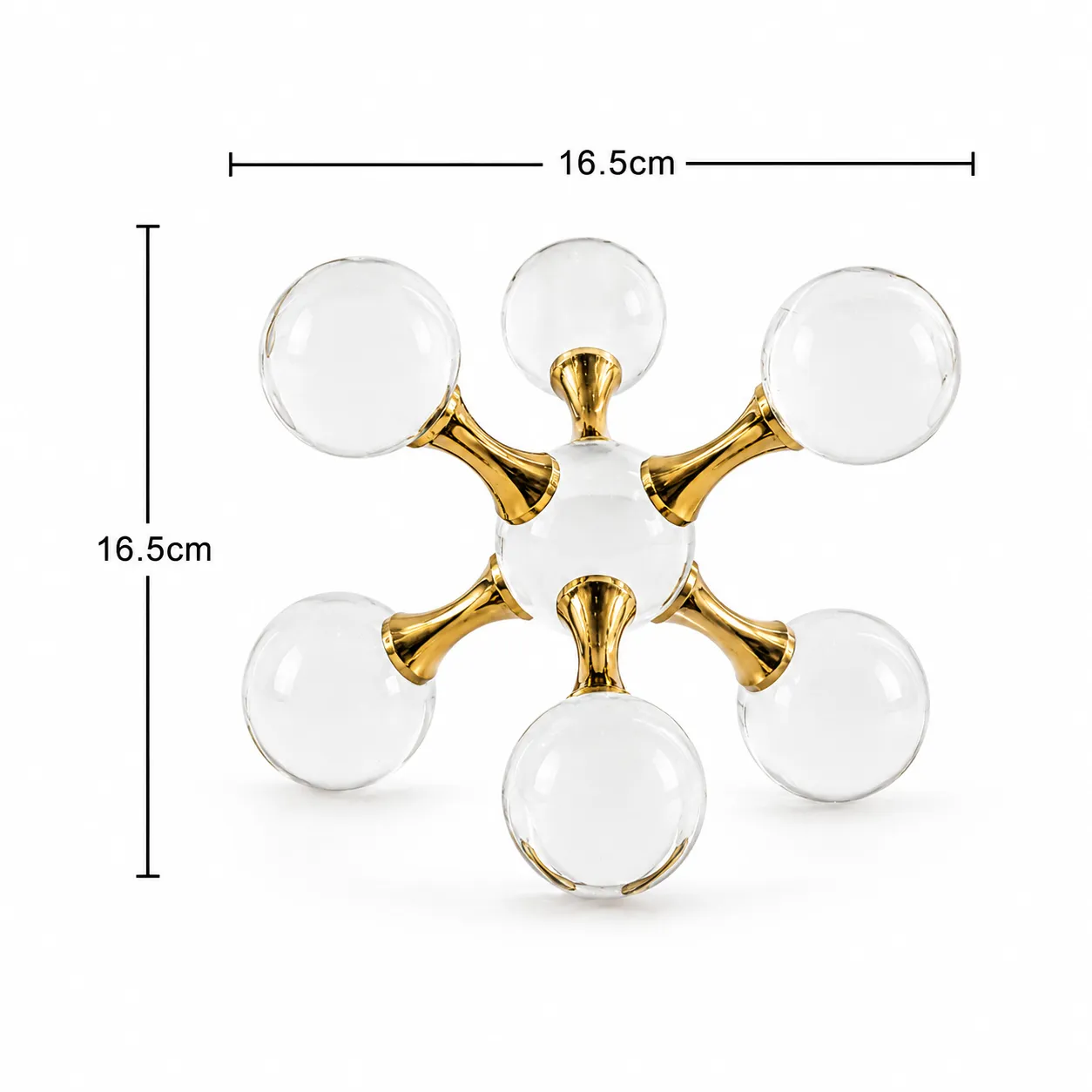 Adorno molecular con esferas de cristal grande, Dorado (16.5*16.5cm)