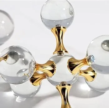 Adorno molecular con esferas de cristal pequeño, Dorado (13*13cm)
