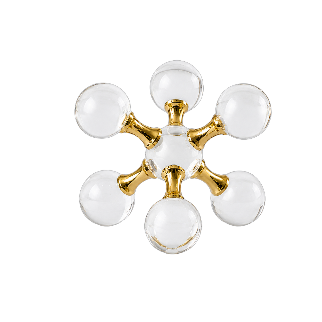 Adorno molecular con esferas de cristal pequeño, Dorado (13*13cm)