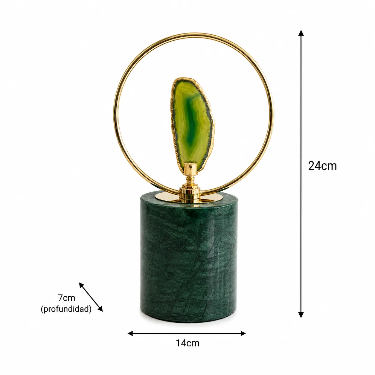 Aro con ágata sobre mármol, Verde y dorado (13*7*24cm)