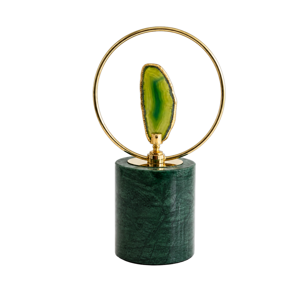 Aro con ágata sobre mármol, Verde y dorado (13*7*24cm)