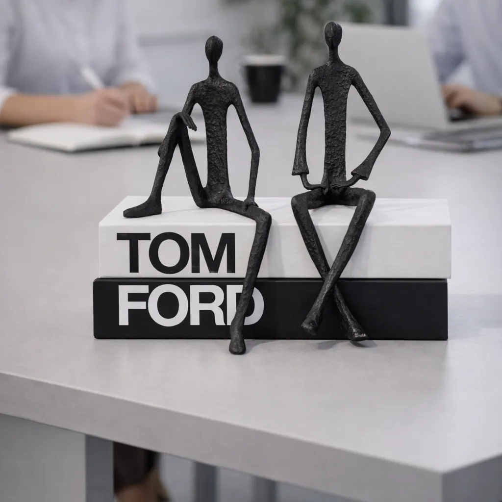 Adorno hombre sentado de hierro forjado, Negro (11*7*28cm)