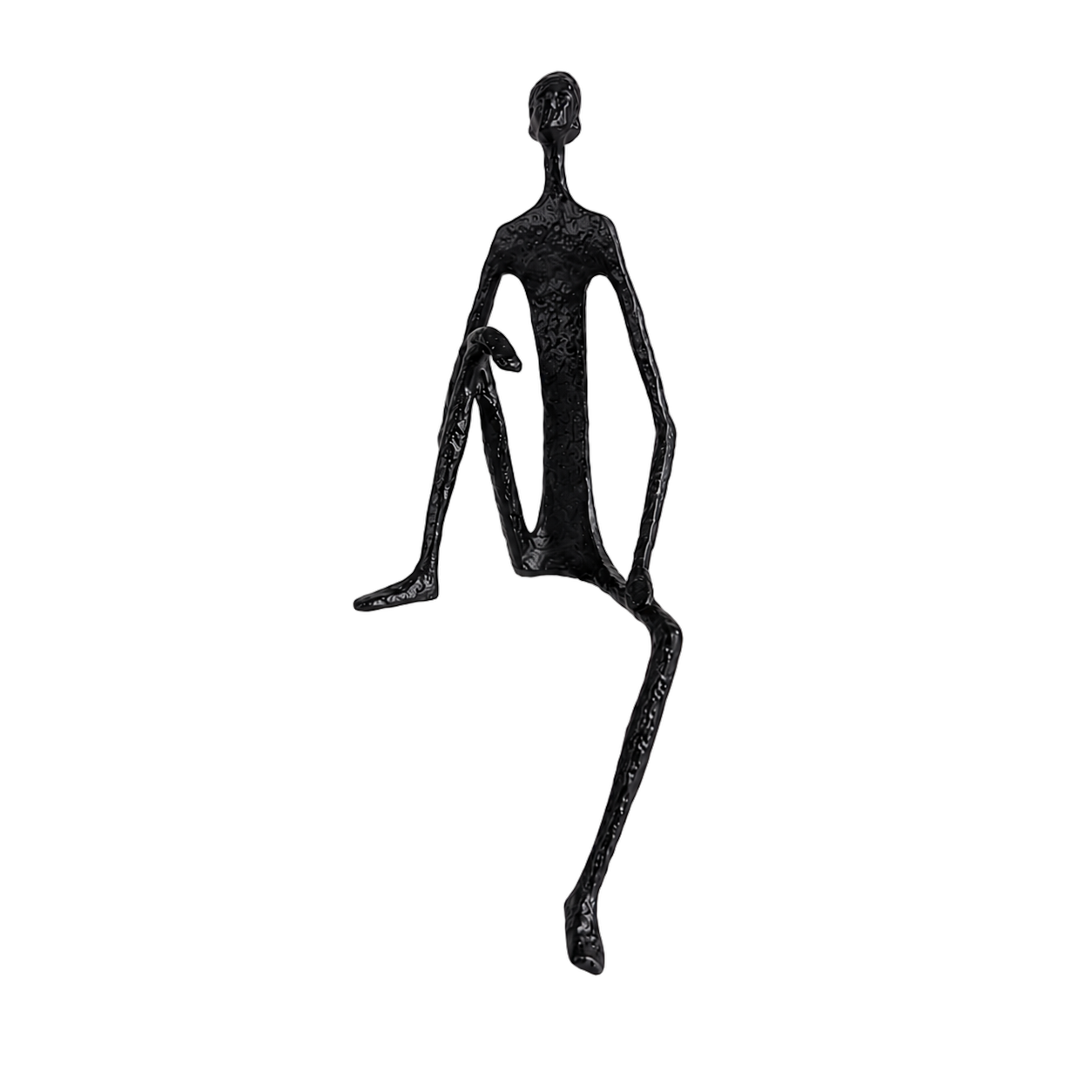 Adorno hombre sentado de hierro forjado, Negro (11*7*28cm)