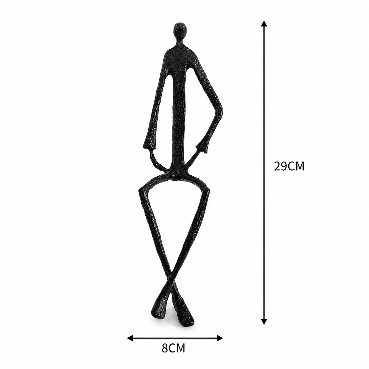 Adorno hombre sentado de hierro forjado, Negro (8*8*29cm)