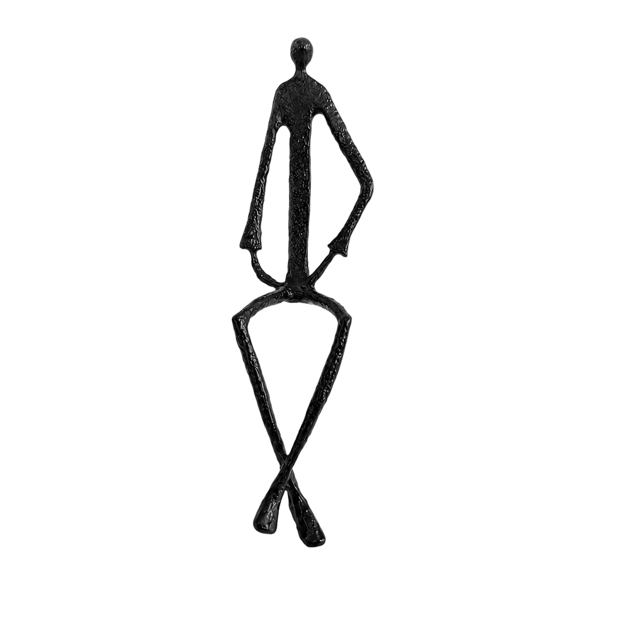 Adorno hombre sentado de hierro forjado, Negro (8*8*29cm)