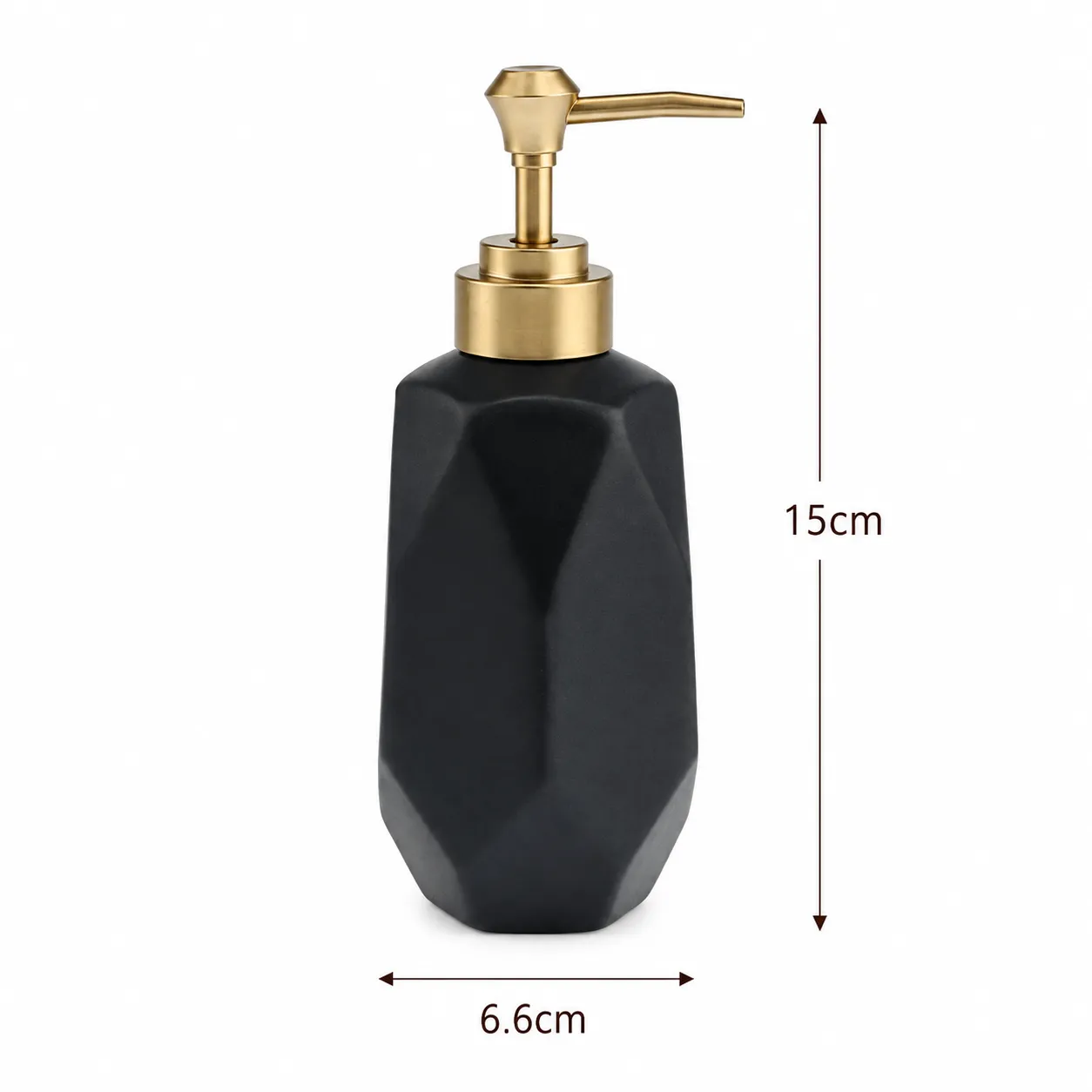 Dispensador de jabón facetado, Negro (6.6*6.6*15cm)