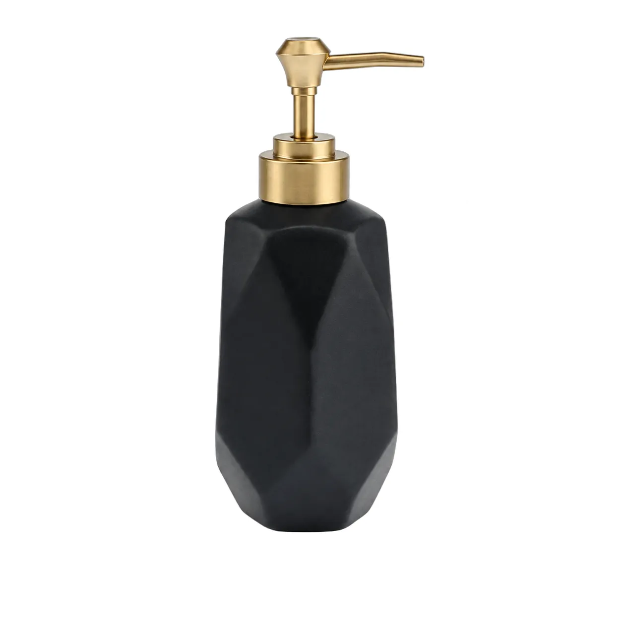 Dispensador de jabón facetado, Negro (6.6*6.6*15cm)