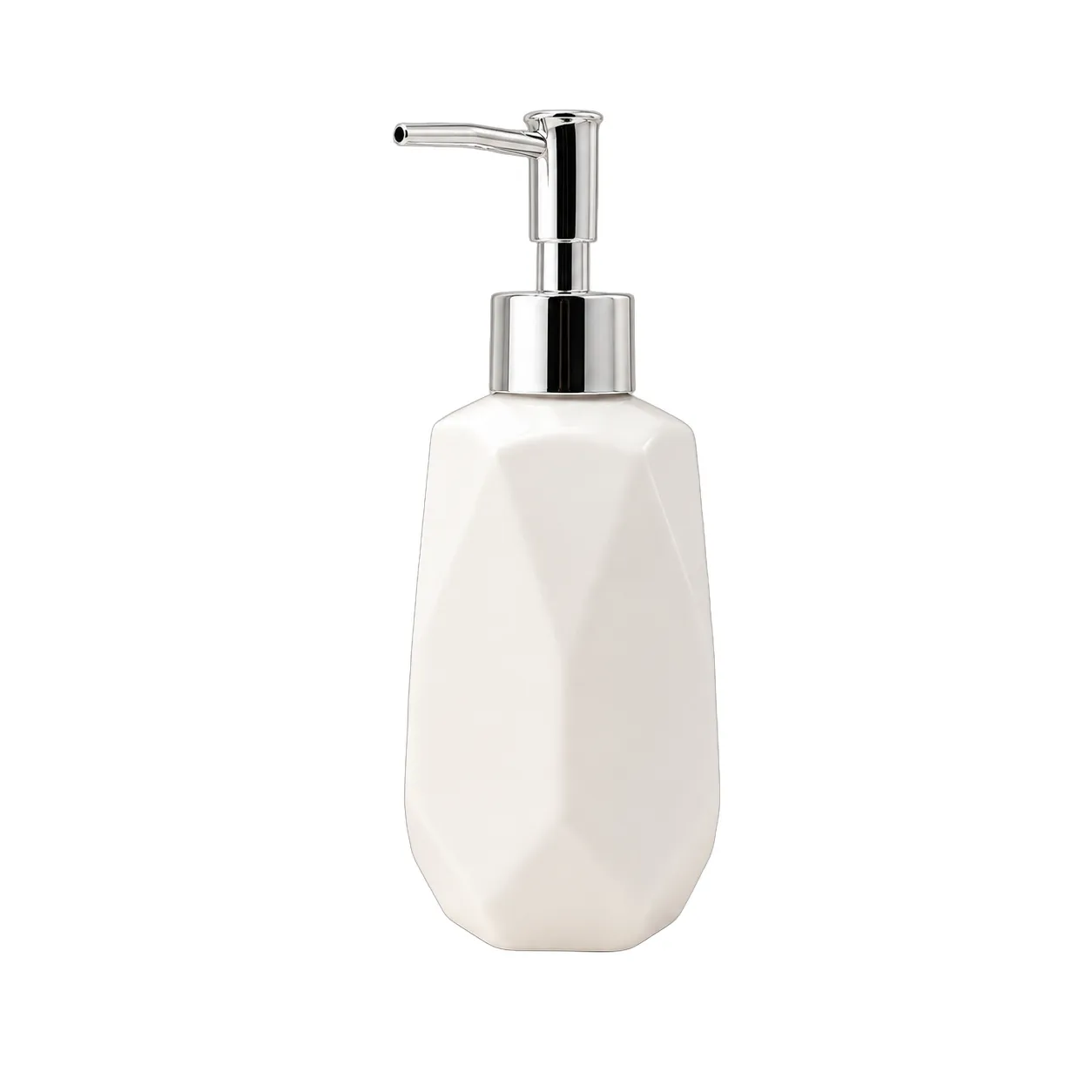 Dispensador de jabón facetado, Blanco (6.6*6.5*15cm)