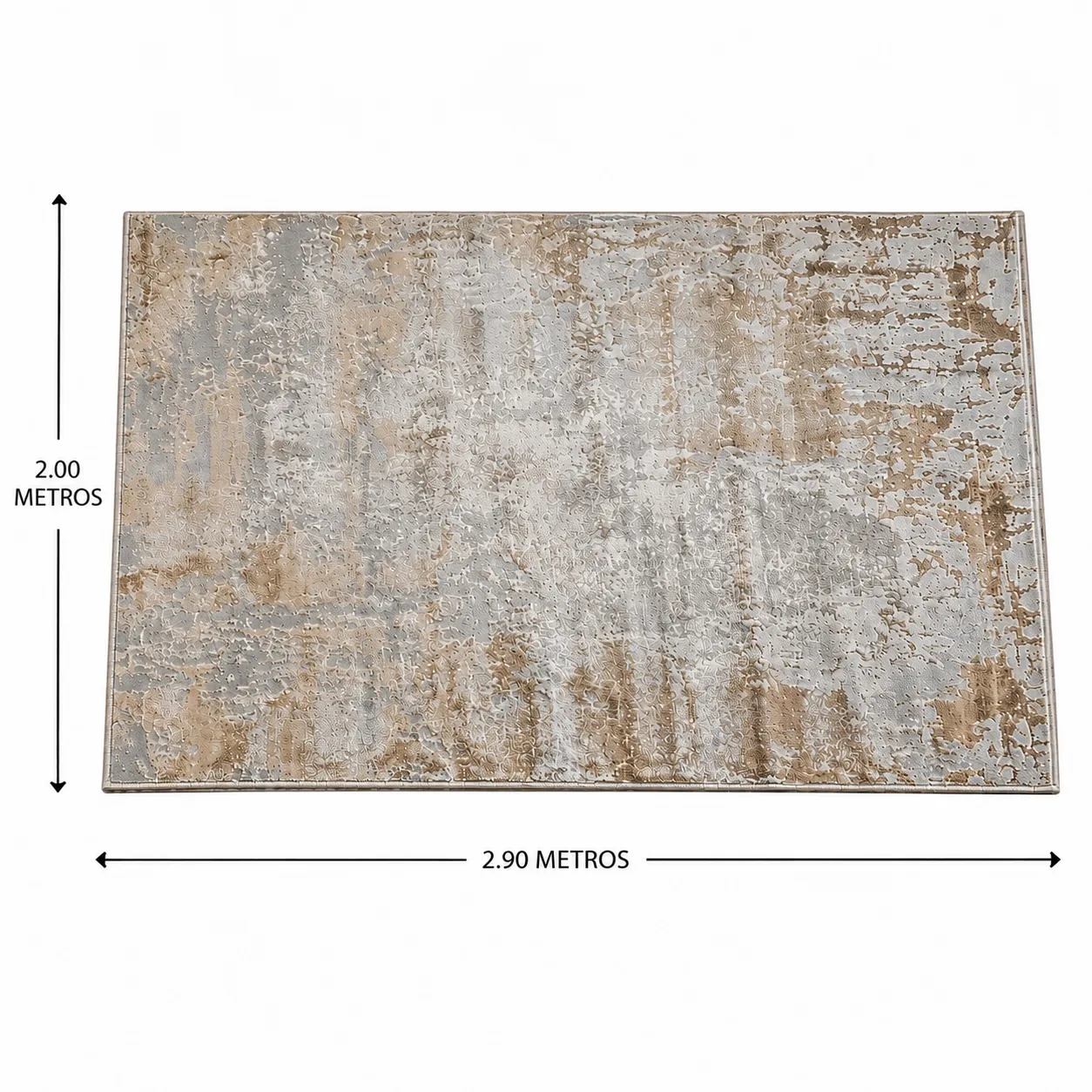 Alfombra abstracta Bruson 11 XL, Hueso, gris y beige, grosor 2 cm, reverso de yute (200*290cm)