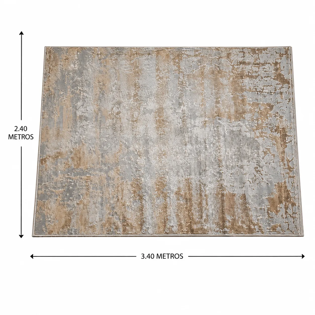 Alfombra abstracta Bruson 11 XL, Hueso, gris y beige, grosor 2 cm, reverso de yute (240*340cm)
